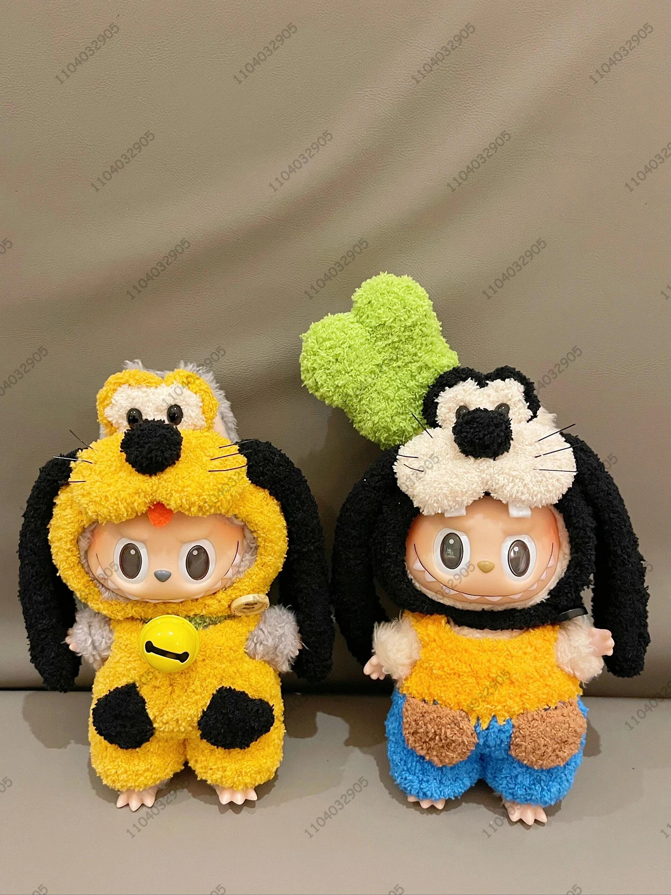 Labubu The Monsters Disney Goofy Costume Hand Knitted Clothes 1:1 Original Replica Vinyl Doll Action Figure Bag Charm Gift