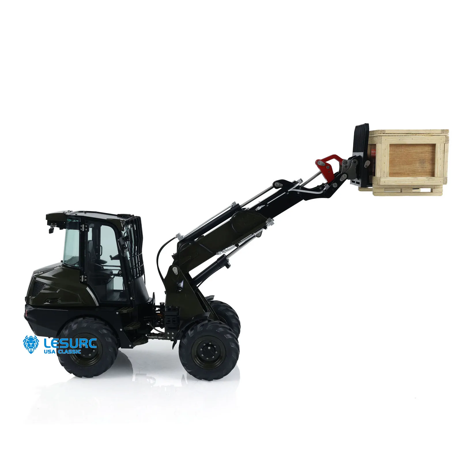 LESU 1/14 RC Hydraulic Fork Loader AT1050 Telescopic Arm Truck Radio Control Assembled Painted Sound Light System Car Model Toy 3