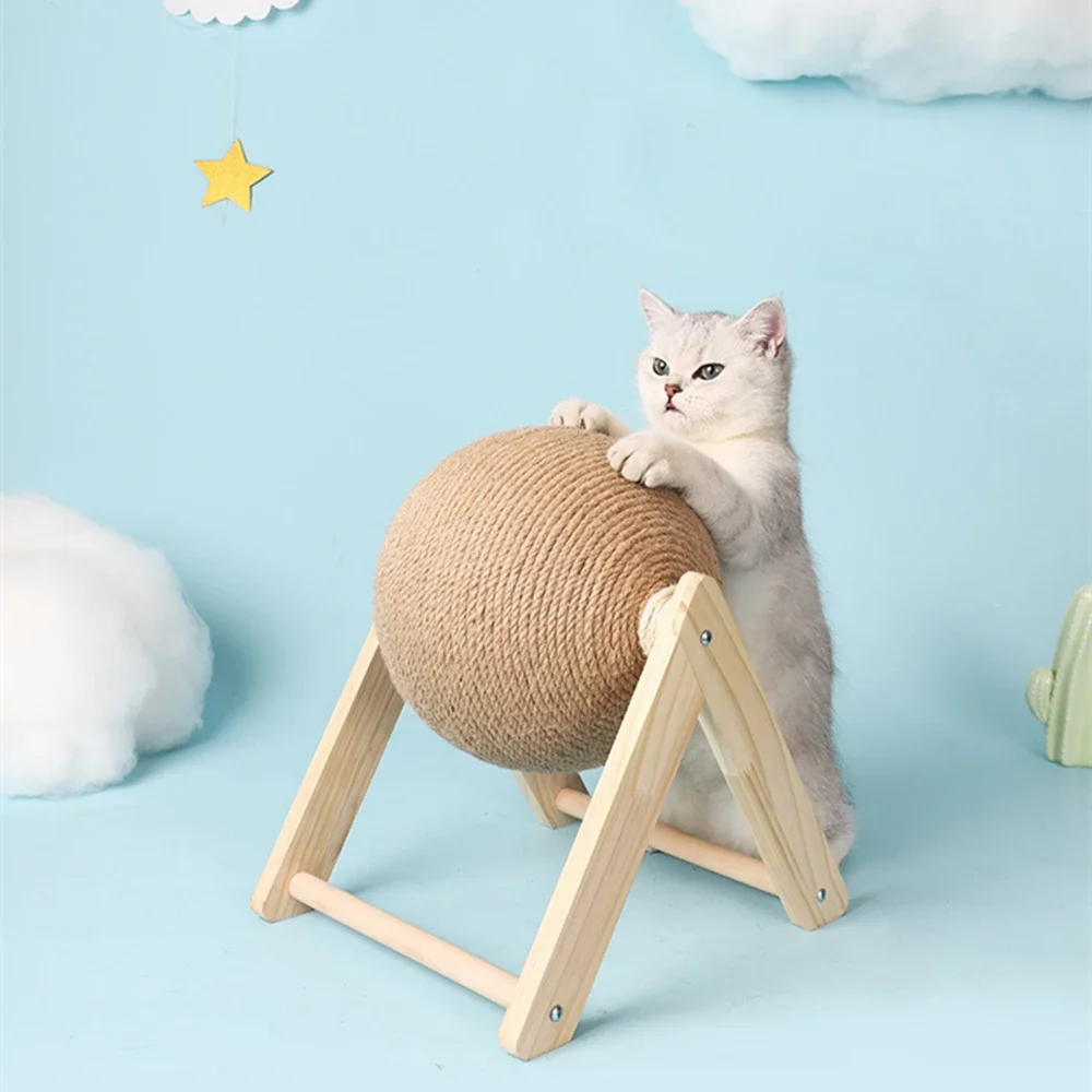 

Cat Scratching Ball Toy Kitten Rope Ball Board Grinding Paws Toys Cats Wood Scratcher Wear-resistant Pet Toy supplies 2022
