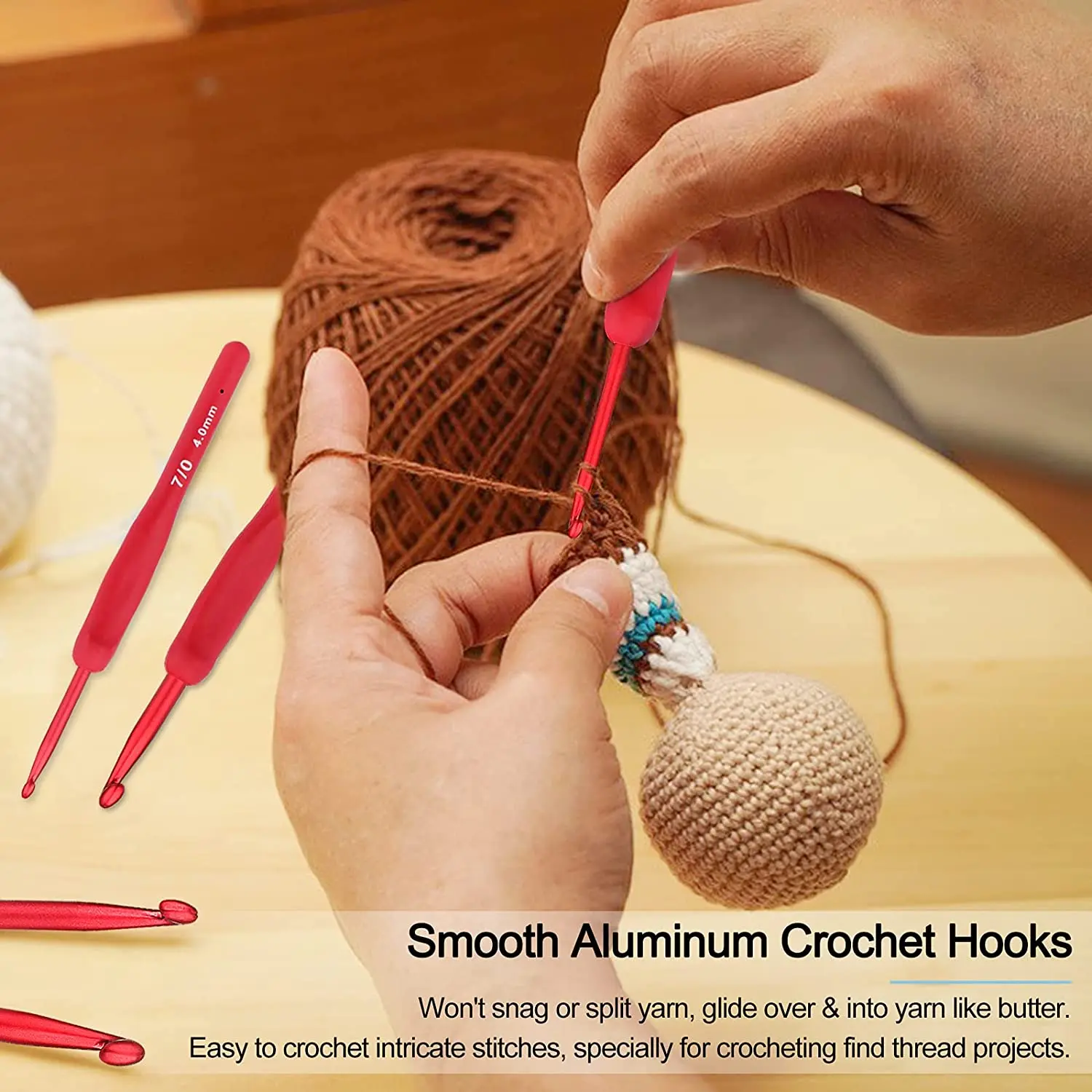 Crochet Hook Set 9 Pieces Ergonomic Crocheting Hooks Easy Grip