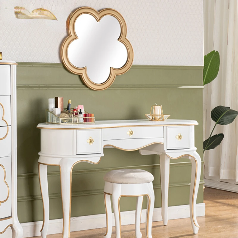 

Light Luxury Makeup Table Solid Wood Furniture Small Apartment Bedroom Small Princess American Dressing Table