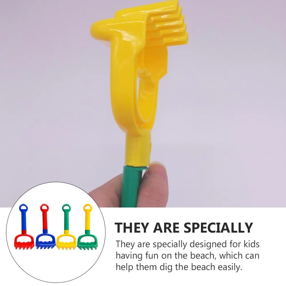 4개 세트 해변 모래 갈퀴 삽 키트, 프리미엄 플라스틱으로 제작, 안전하고 무독..