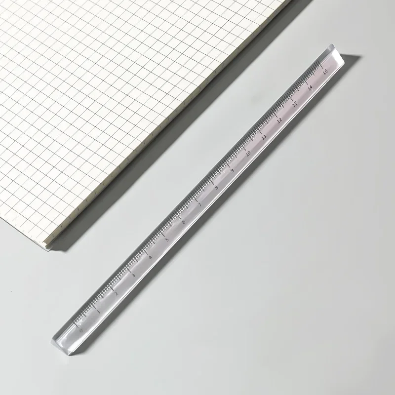 Straight Ruler Triangle Ruler Drawing Ruler 15cm /20 Cm Simple Transparent Triangular Straight Ruler Kawaii Tools Stationery Cartoon Drawing Gift Office School Measuring