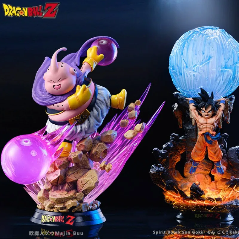 

25cm Dragon Ball Z Majin Buu Figure Spirit Bomb Led Light Anime Figures Pvc Statue Figurine Model Doll Decoration Kid Toys Gift