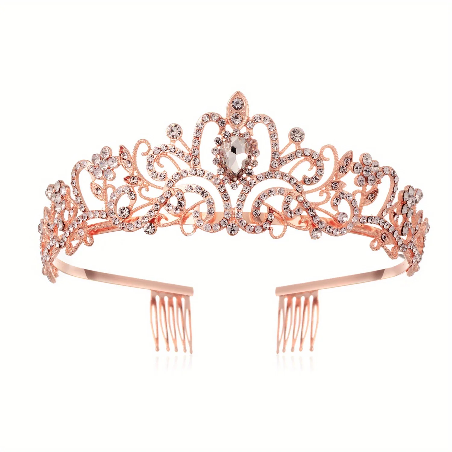 Hochzeit Haar Tiara Kristall Braut Tiara Krone mit Kamm Strass Abschluss ball Diadem Diademe und Kronen Braut Hochzeit Haarschmuck – Detail 6