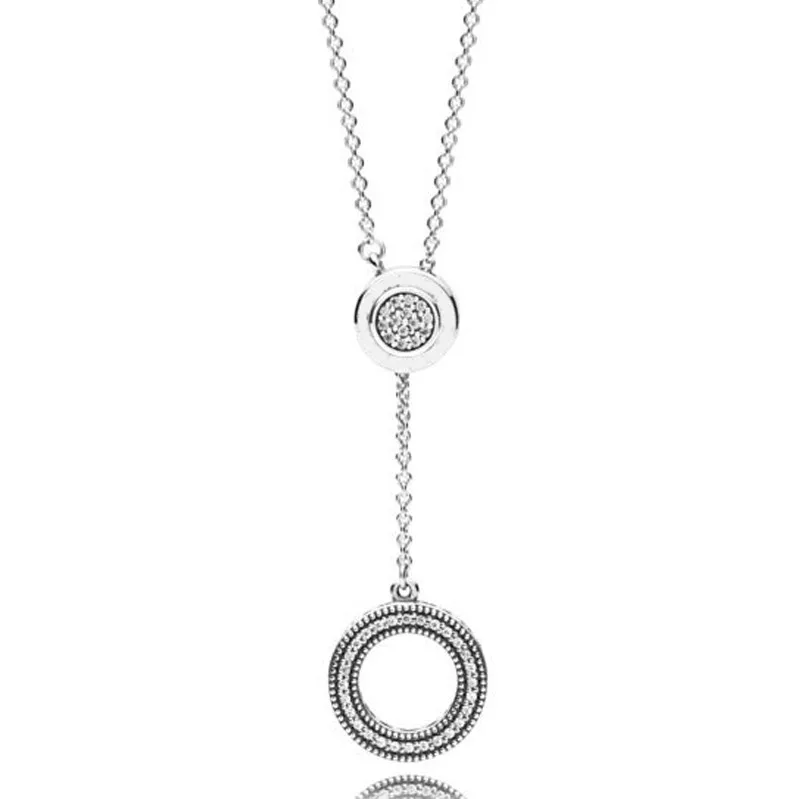 

Original Moments Logo Signature Circle Sliding With Crystal Necklace For Women 925 Sterling Silver Necklace Fashion Jewelry