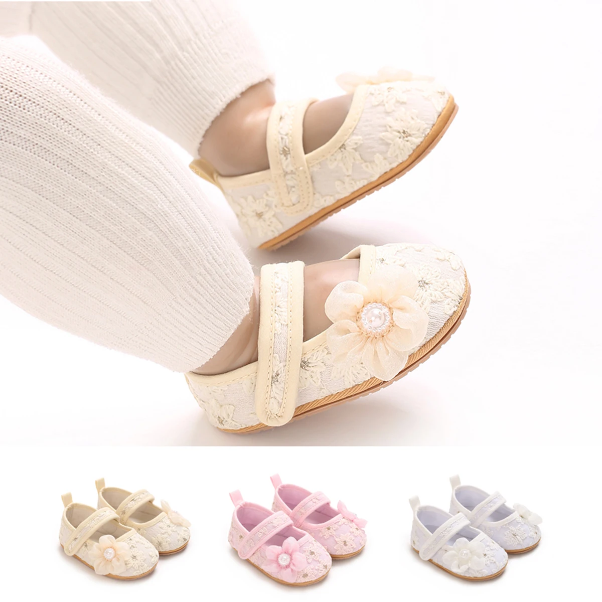 0-1 Year Baby Baptist Shoes Girl Shoes Lace Rubber Sole Anti-slip Toddler First Walkers Infant Crib Newborn Girl Moccasins
