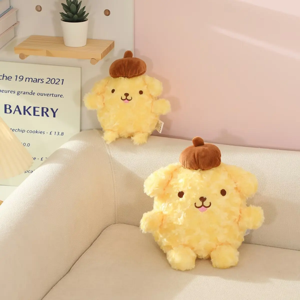 Sanrio Pom Purin Stuffed Plush Toys Dolls Soft Cushion Pillow Cartoon Kawaii Pom Purin Plush Doll Toys Room Decoration Kids Gift
