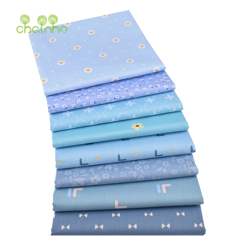 Chainho,Printed Twill Weave Cotton Fabric,DIY Sewing Quilting Material,Patchwork Cloth,8 Designs Series,2 Sizes,15C371