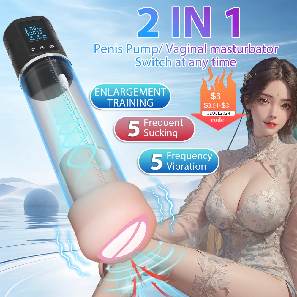 

Electric Penis Vacuum Pump Sex Toys for Men Enlargement Extend Trainer Massage Sucking Vibrator Machine Vagina Male Masturbator
