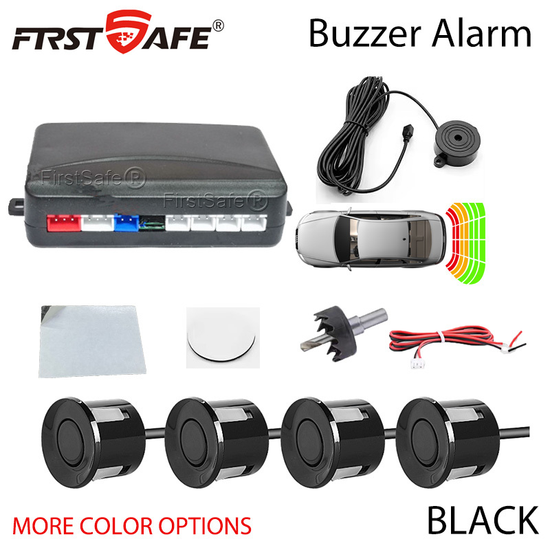 FirstSafe Factory Car Parking Sensor Kit 4Sensors Buzzer Alarm 22mm  Reverse Backup Radar Sound Alert Indicator Probe System 12V