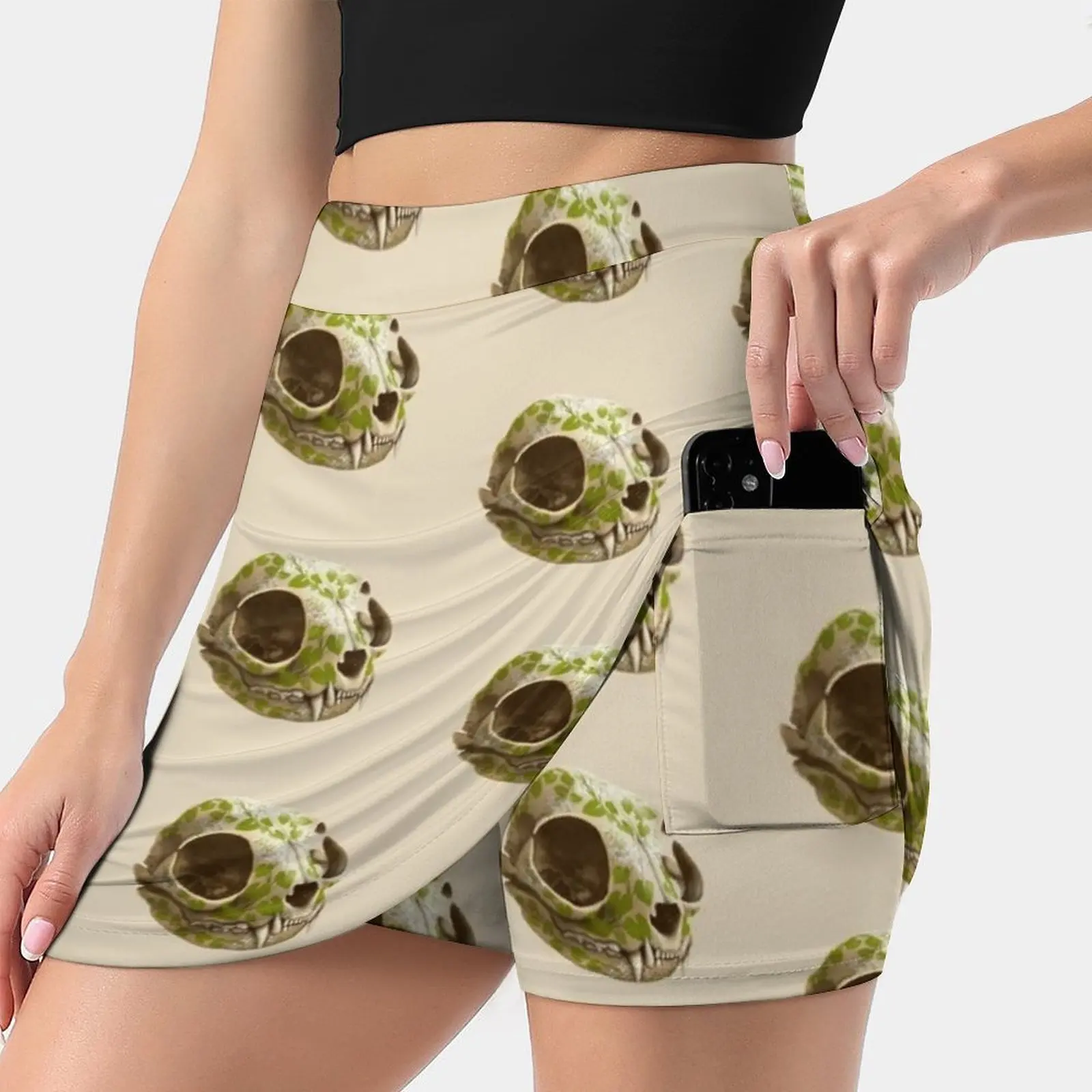 

Cat Skull Decorated With Wasabi Flowers Skirts Woman Fashion 2022 Pant Skirt Mini Skirts Office Short Skirt Cat Skull Teeth