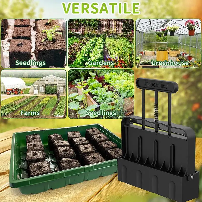 Handheld Soil Blocker 2-Inch Soil Block Maker Soil Blocking Tool Home And Garden With Dibbles Dibbers For Garden Prep