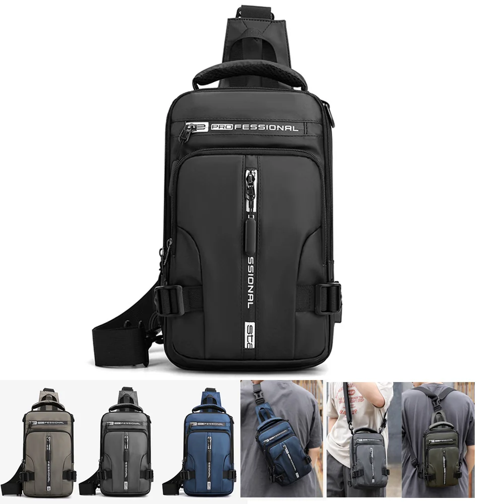 

Нейлоновый мужской рюкзак, нагрудная сумка на плечо с USB-портом для зарядки, дорожный ранец для мужчин, мессенджер через плечо