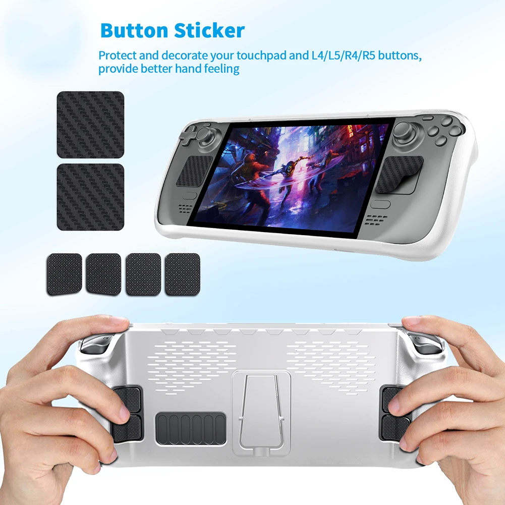 TPU Protective Case with Touchpad Back Button Sticker Set For Steam