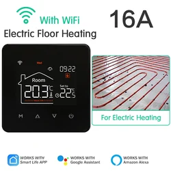 Smart WiFi Thermostat for Floor and Boiler Heating with Digital Temperature Control and Voice Assistant Compatibility (Electric Heating)