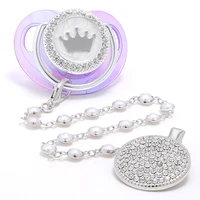 Baby Pacifier Beads With Luxury Crown Bling Newborn Baby Infant Food Grade Silicone Dummy Nipples For Baby Shower Gift Chupetes 1