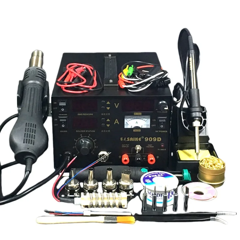 SAIKE 909D 3 in 1 Hot air gun rework station Soldering station power supply soldering machine