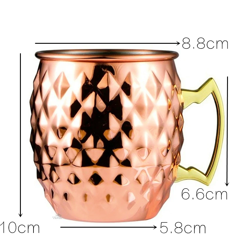 4pcs 550ml Net Moscow Mule Copper Mugs Metal Mug Cup Stainless Steel Beer Wine Coffee Cup Cocktail Tool