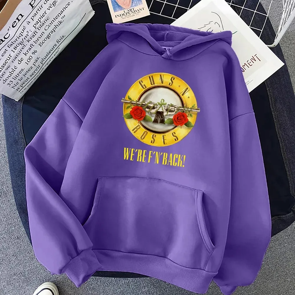 

2024 Cotton Guns N' Roses We'Re Back Retro Street Style Hoodie For Women Men O-Neck Pocket Pullover Fleece Hoody Woman Hoody