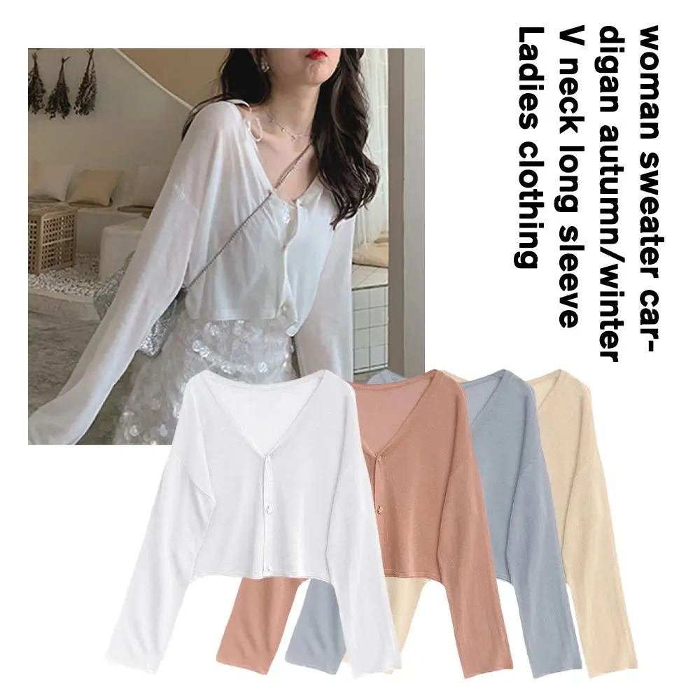 

Wearing A Cardigan For Women In Early Autumn Knitting Thin Beach Style By The Seaside Sunscreen Clothing Short Ice Silk Z9Z4