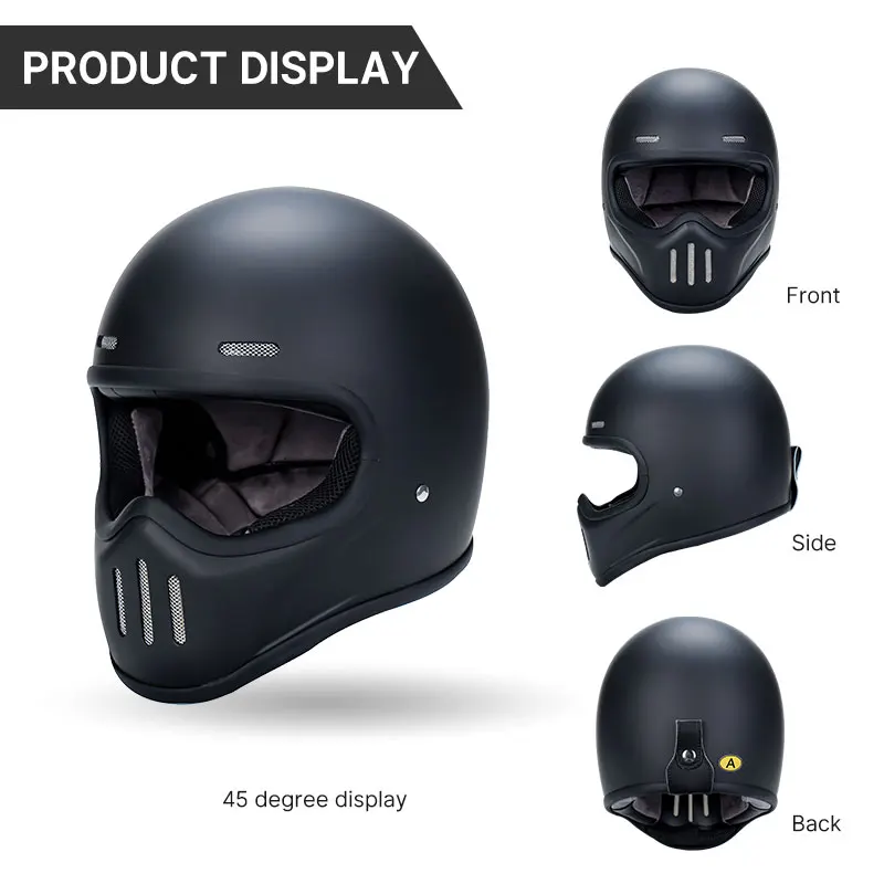 Vintage Style Full Face Helmet TT&COCASCOS Light Weight Shell Fiber Glass Open Face Helmets For Motorcycle DOT Free Shipping