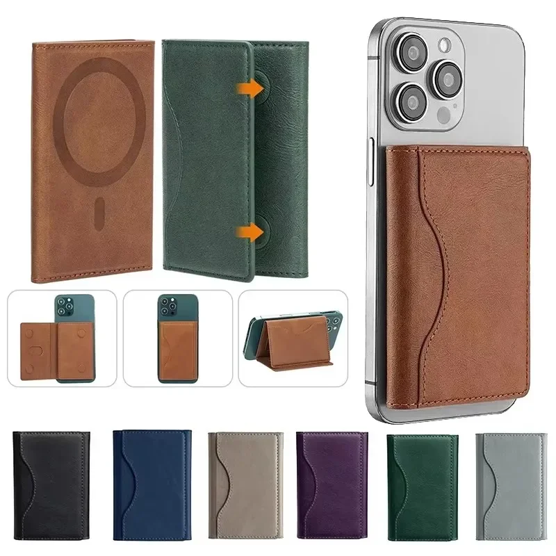 Premium Magnetic Leather Wallet with Card Slots - Sleek and Secure Phone Accessory
