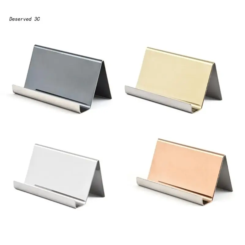 

R9CB 10Pcs Multi-purpose Name Card Tablet Holders Stand Stainless Steel Business Card Holder Display Shelf