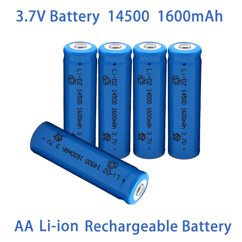 Original 3.7V Battery 14500 1600mah AA Liion Rechargeable Battery for