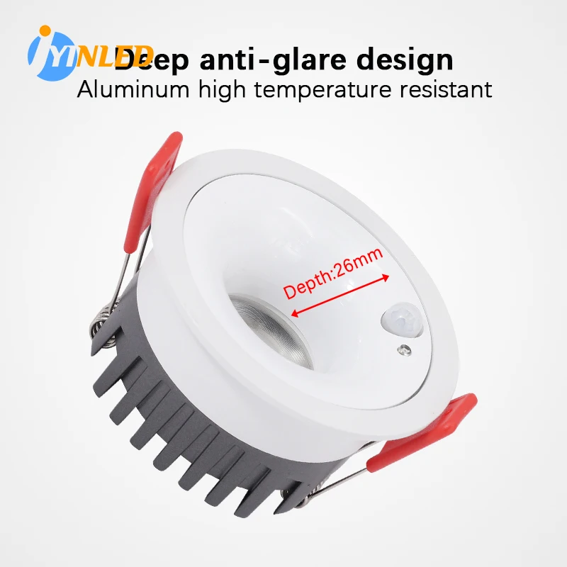 

Ceiling Light For Porch Light Narrow Frame Recessed Anti Glare Spotlight Motion Sensor Embedded Induction Light