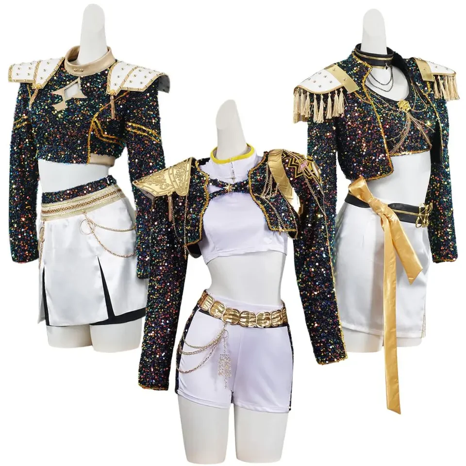 New KPop Demon Hunters Cosplay Costume Set Rumi Mira Zoey Halloween Party Fancy Dress for Womens Black A | DE