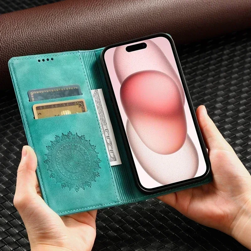 Totem Flip Leather Case with Magnetic Closure and Card Slots