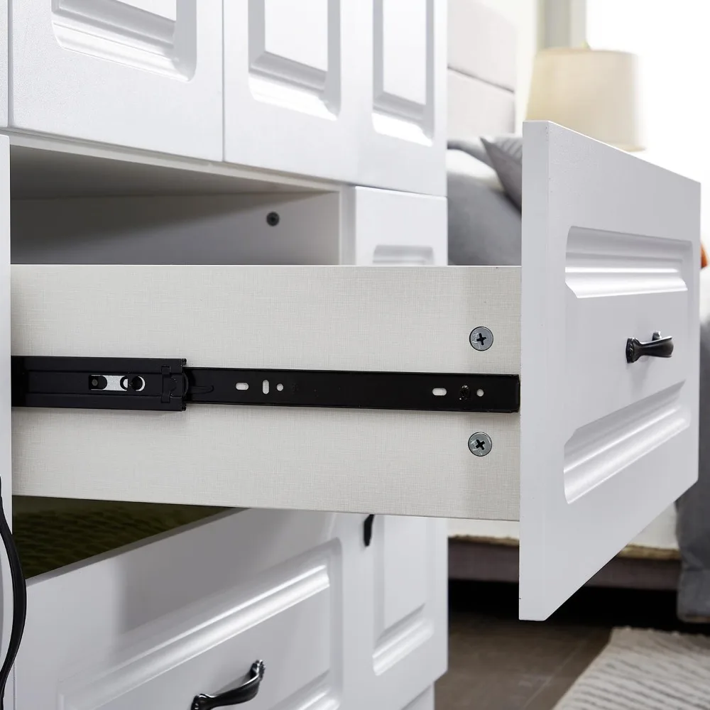 71" H Closet with Doors White Wooden Armoire Wardrobe Closet Freestanding Clothes Storage Closet Bedroom Armoires Wood Wardrobe 6