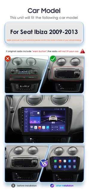 AWESAFE PX9 Plus radio coche For Seat Ibiza 6J 2009 - 2013 inalambrico  CarPlay Android Auto sistemas inteligentes de coche reproductor multimedia  para