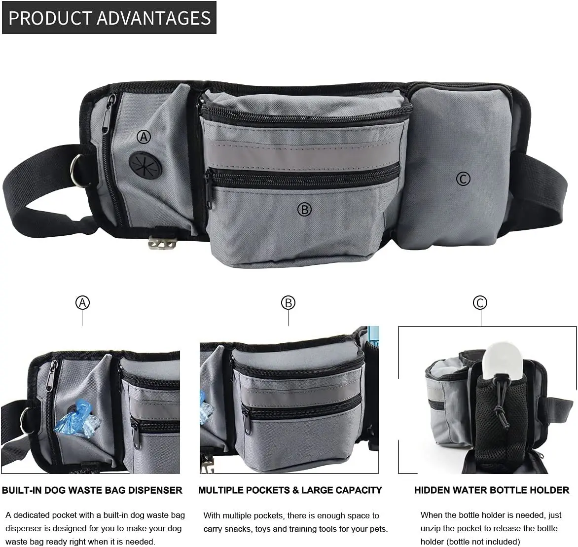 Portable Dog Treat Bag Outdoor Dog Treat Pouch for Training Feeding Bag Large Capacity Pet Trainer Waist Supplies