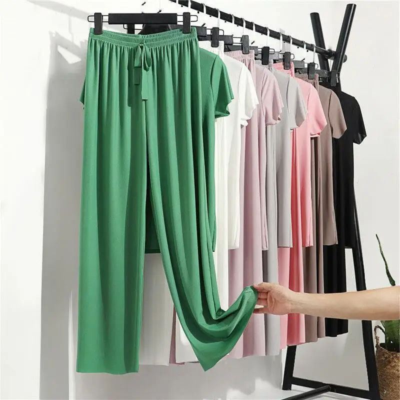 Women's Home Clothes Suit Of Lady House Summer Living Room Wear Autumn Loose Homewear Pants Two Piece Set For Women Cute Pajamas 6