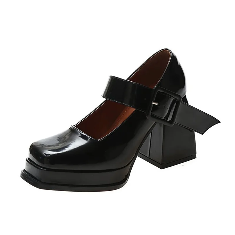 

Women Pumps Brand New Sexy Chunky High Heels Platform Dress Shoes Party Wedding Shoes Ankle Buckle Black Mary Jane Shoes Heel