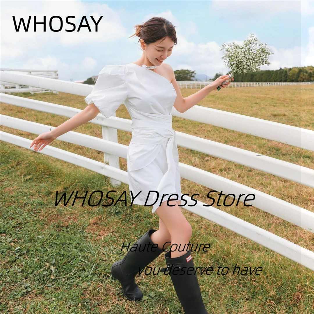 

WHOSAY стандартное корейское платье для девушек с коротким рукавом на одно плечо Свадебные платья фотосессия свадебное платье