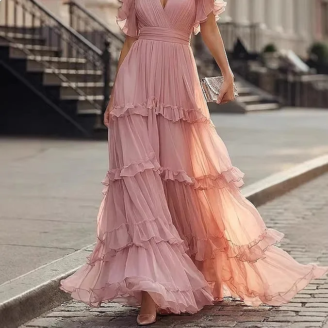 V Neck Dresses for Women Summer Spring Elegant Long Dress Maxi Dress Jumpsuit Overall Playsuit 4