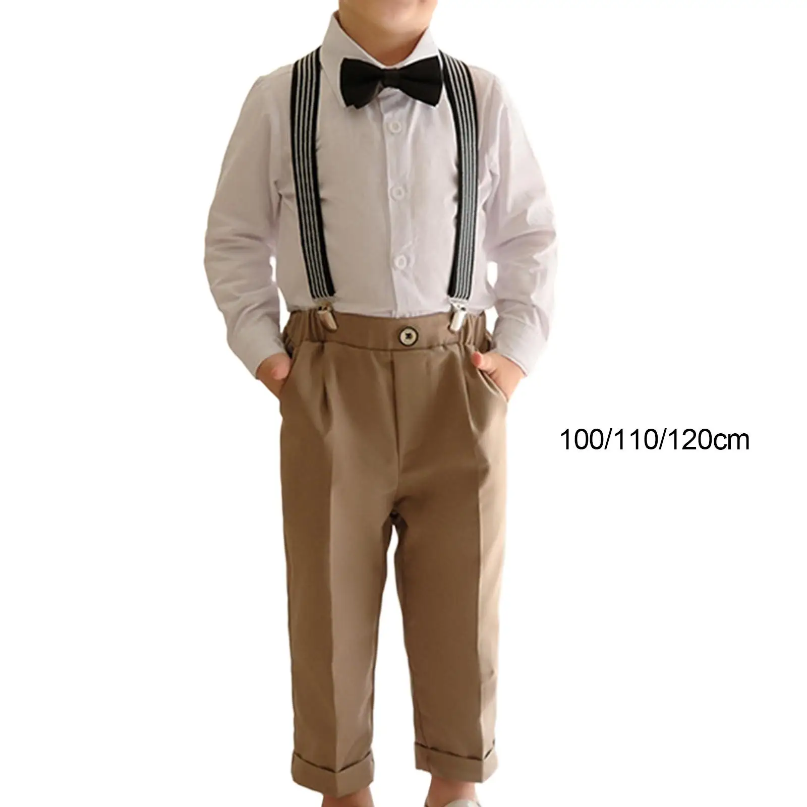 

Boys Gentleman Outfit Long Sleeve Shirt with Bowtie Formal Suit Set for Dinner Cocktail Event Hosting Photography Baptism