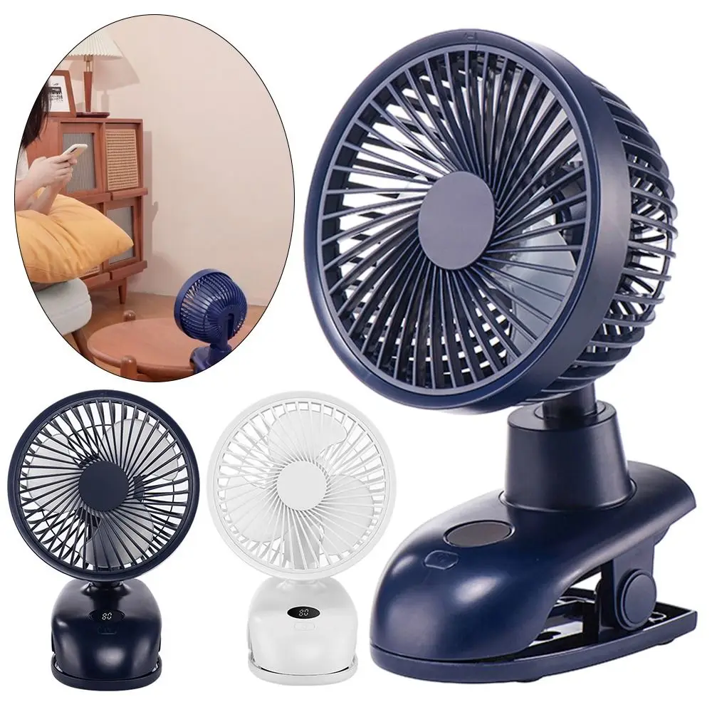 

Portable Rechargeable Student Class Dormitory USB Charging Clip Fan Desktop Fans Ultra Long Range Silent Screen Display