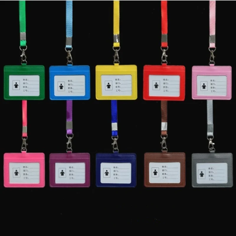 

PU Leather ID Tag Staff Employees Working Permit Case Pass Bus Card Cover Case Sleeve Badge Holder