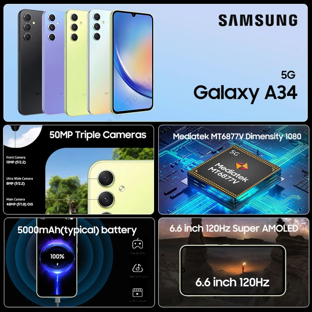 Celular Samsung Galaxy A34 5G 128GB 6,6 Awesome Lime Liberado