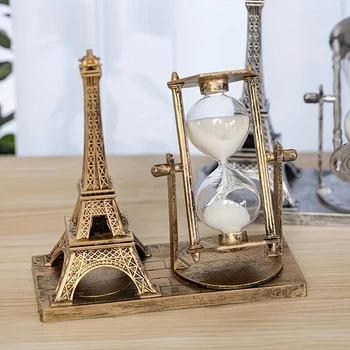 Vintage Eiffel Tower Hourglass Figurine - Creative Indoor Decor and Office Desk Ornament, Perfect for Home, Festivals 2