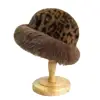 Winter Plush Ear Protection Leopard Print Cap Windproof Keep Warm Headgear Fluffy Fur Fisherman Hat for Women Fashion Female Hat 6