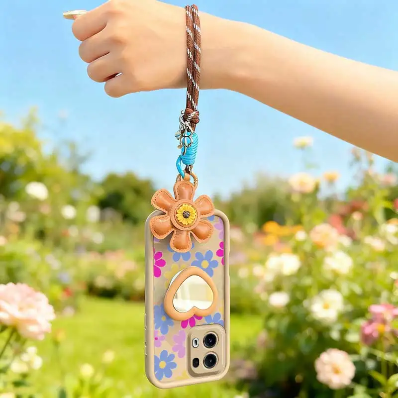 Cartoon Flower Phone Case Set with Lanyard and Craft Embellishments