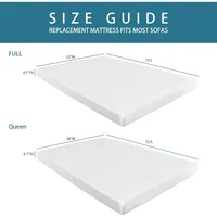 4.7 Inch Memory Foam Mattress Replacement with Washable Cover for Sleeper Sofa and Couch Beds 2