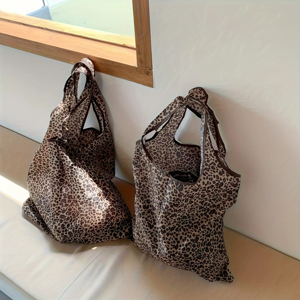 Leopard Print Foldable Tote Bag - Lightweight, Durable, and Leak-Proof