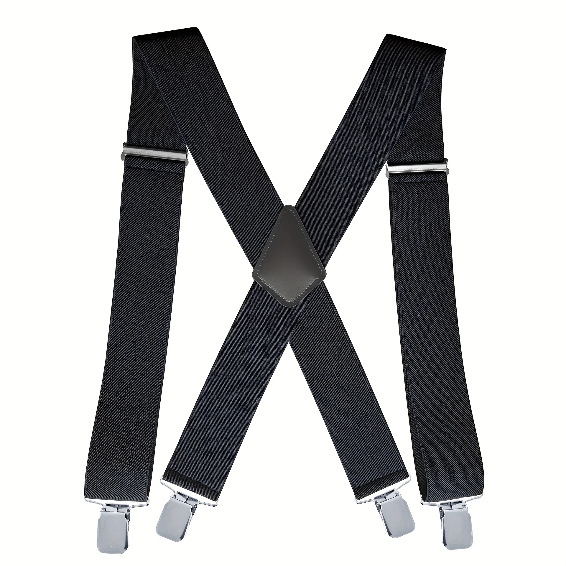 Heavy Duty Big Size Suspenders for Men Work Outdoor 2 Inch Wide X Back 4 Strong Clips Adjustable Elastic Trouser Braces Straps