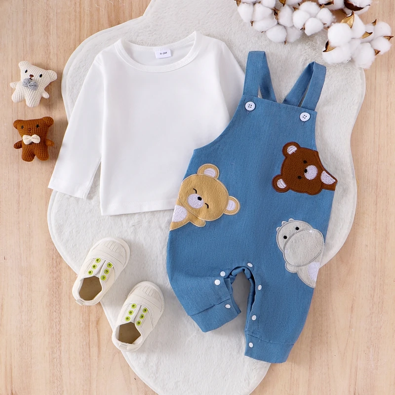 Baby Animal Embroidery Outfit Set 1